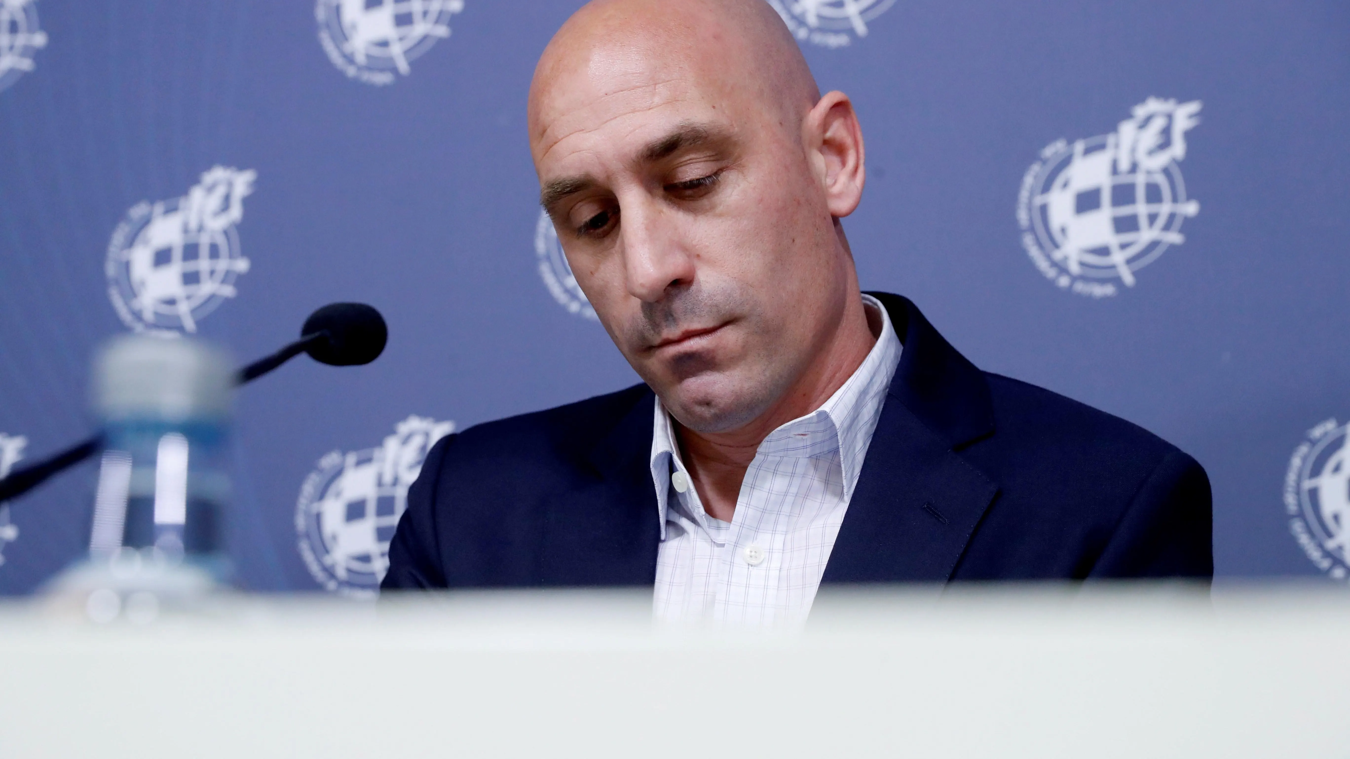 Luis Rubiales, durante la rueda de prensa en la que se ha anunciado el cese de Luis Enrique