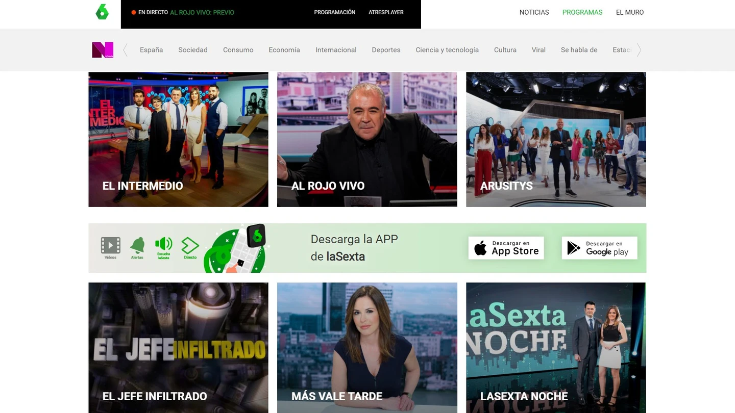 Imagen con algunos de los programas de laSexta Imagen con algunos de los programas de laSexta