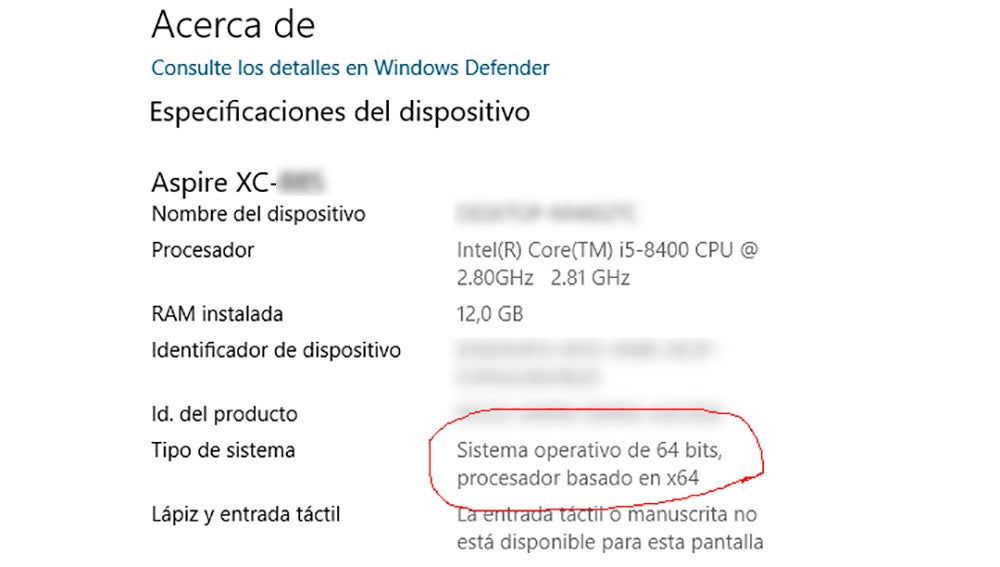 Aquí podemos ver que es un sistema de 64 bits