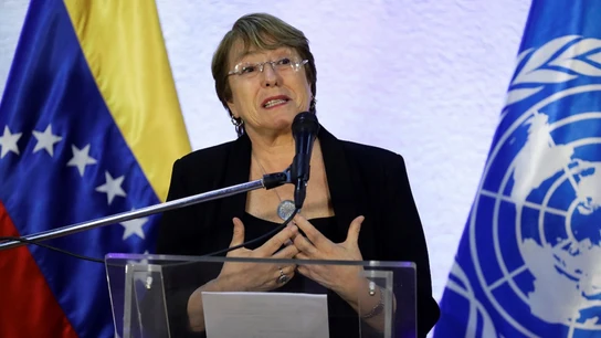 Michelle Bachelet en una conferencia en Venezuela Michelle Bachelet en una conferencia en Venezuela.