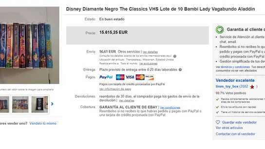Venta en eBay de un lote de películas Disney Venta en eBay de un lote de películas Disney