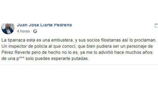 Captura de la publicación en la que un dirigente de Vox llama "puta" a Dolores Delgado Captura de la publicación en la que un dirigente de Vox llama "puta" a Dolores Delgado