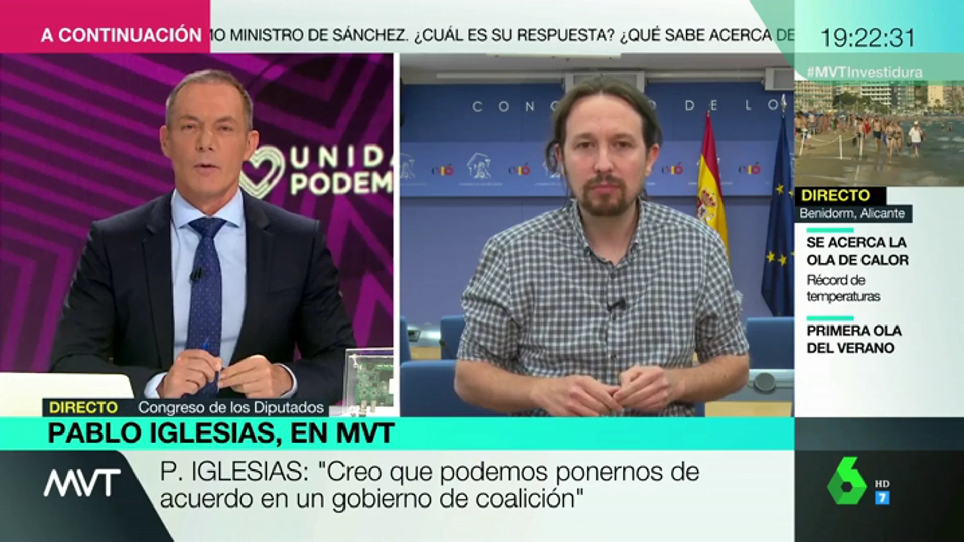 Pablo Iglesias: "Nosotros no vamos a vetar a nadie y no concibo que el PSOE pueda vetar a nadie que proponga Unidas Podemos"