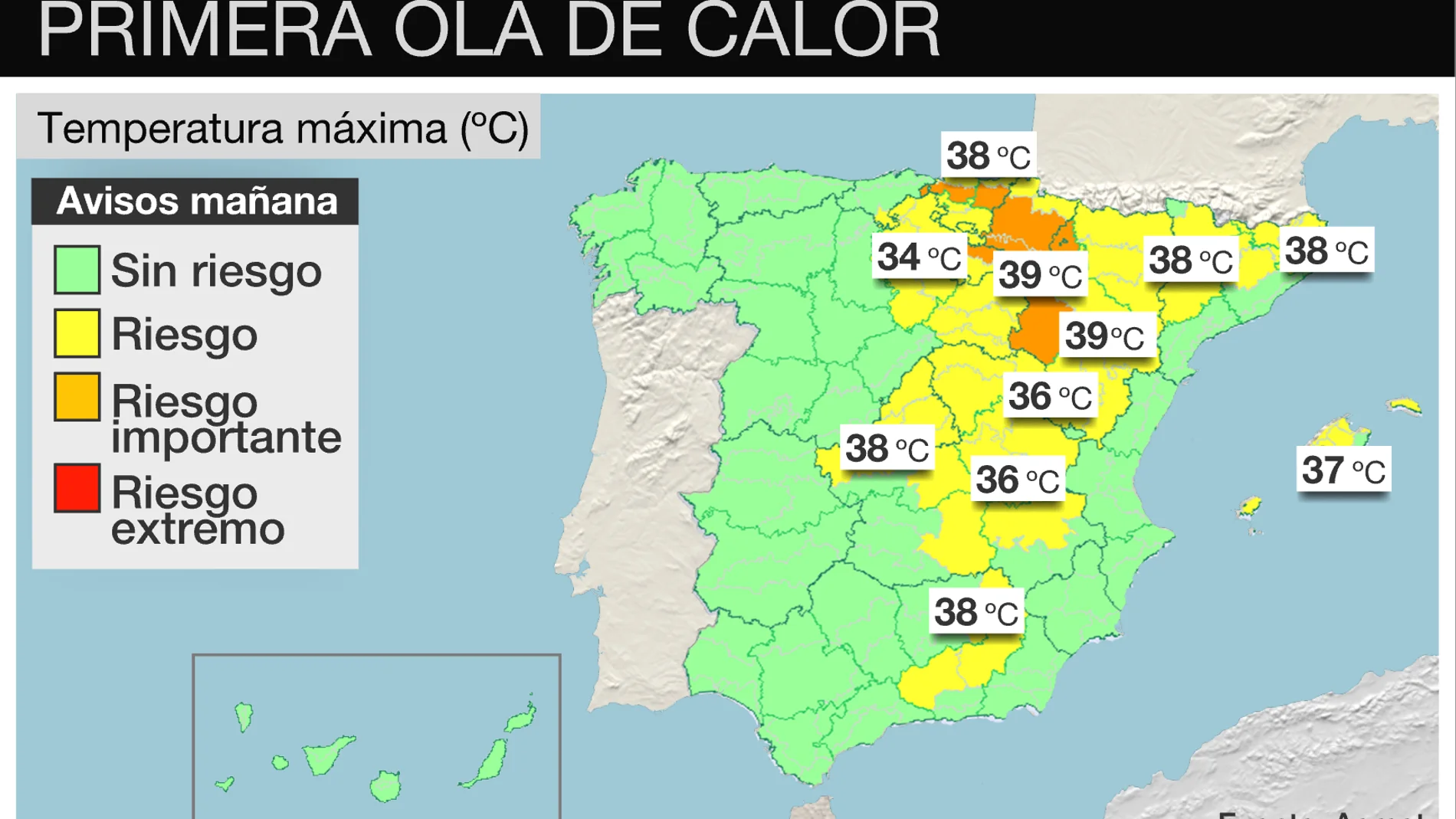 Mapa de temperatura en España