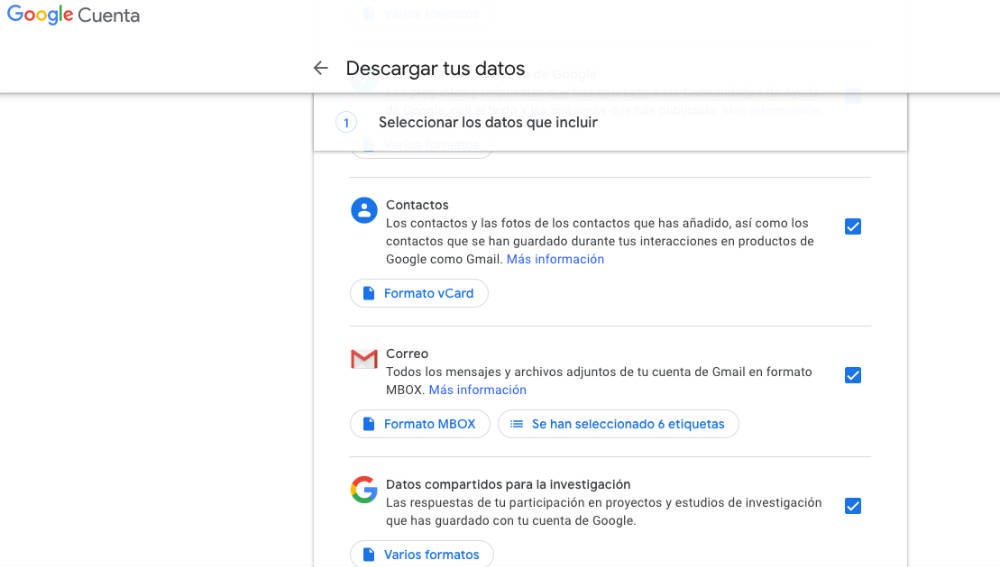 Desde aquí podemos descargar los correos