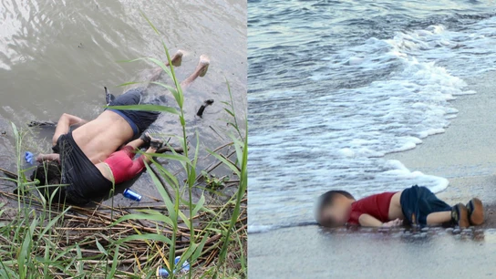 Los cuerpos sin vida de Valeria y su padre en la frontera de EEUU, y del pequeño Aylan en Turquía en 2015 Los cuerpos sin vida de Valeria y su padre en la frontera de EEUU, y del pequeño Aylan en Turquía