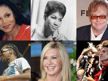 Janet Jackson, Aretha Franklin, Elton John, Snoop Dog, Olivia Newton John, Aerosmith Janet Jackson, Aretha Franklin, Elton John, Snoop Dog, Olivia Newton John, Aerosmith