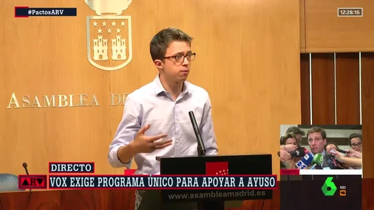 Errejón manda un mensaje a PSOE y Cs en la Comunidad de Madrid: "Hay una alternativa" Errejón manda un mensaje a PSOE y Cs en la Comunidad de Madrid: "Hay una alternativa"