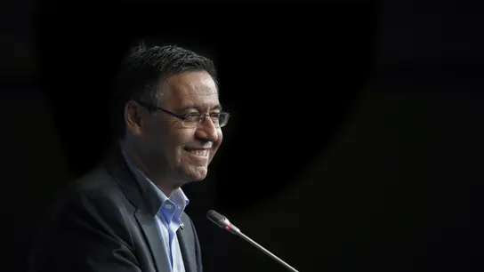 Bartomeu, durante su comparecencia ante los medios Bartomeu, durante su comparecencia ante los medios