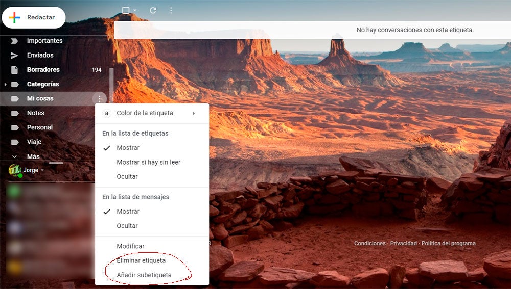 Desde aquí podemos eliminar la carpeta