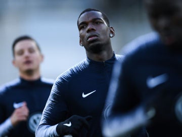 Pogba, durante un entrenamiento con Francia Pogba, durante un entrenamiento con Francia