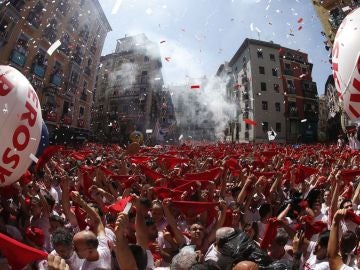 Una imagen del chupinazo de San Fermín 2022, la vuelta de la fiesta a Pamplona