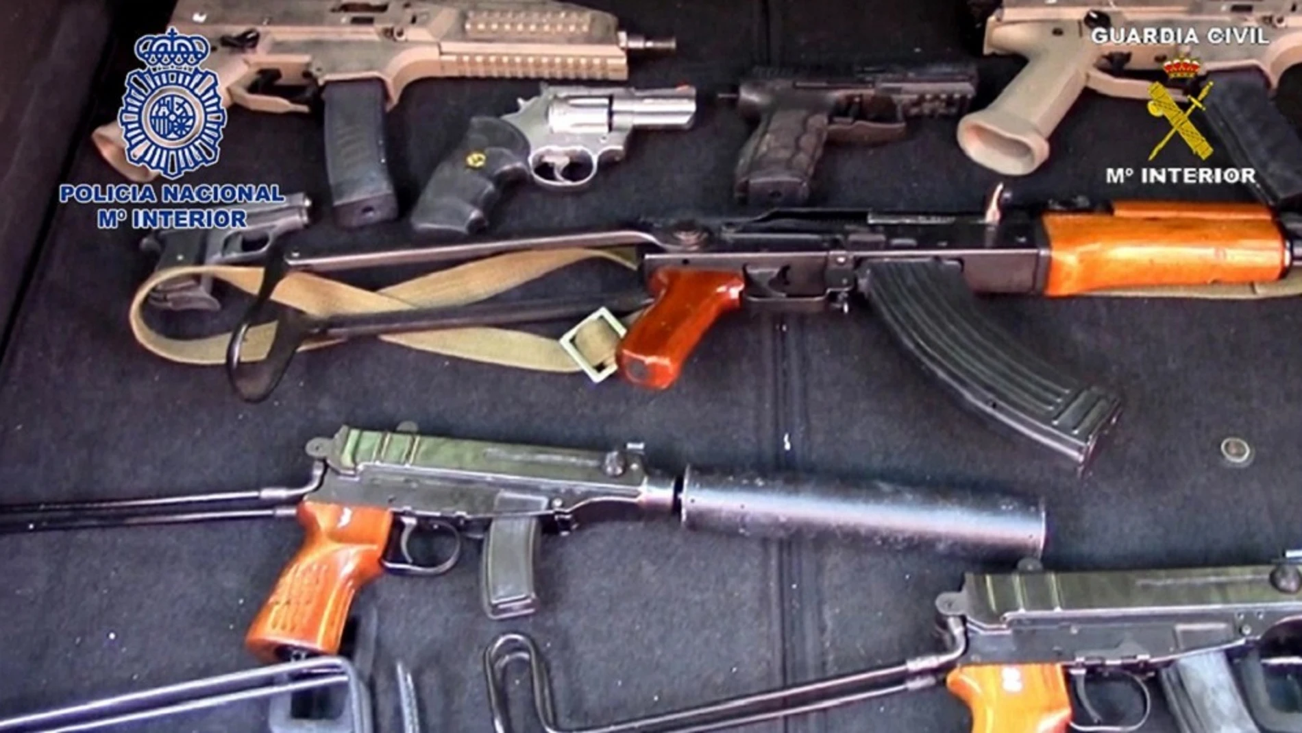 Armas de fuego incautadas a una organización criminal holandesa