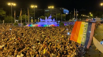 Cibeles durante la manifestación del Orgullo LGTBI