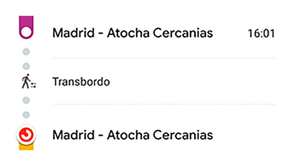Cuando estemos llegando a este punto, recibiremos una notificación de transbordo