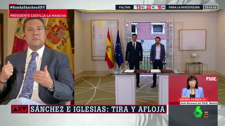 García-Page, sobre las negociaciones para formar Gobierno: "No existe el derecho a cupo. Los votos de Podemos cuentan pero no deciden"