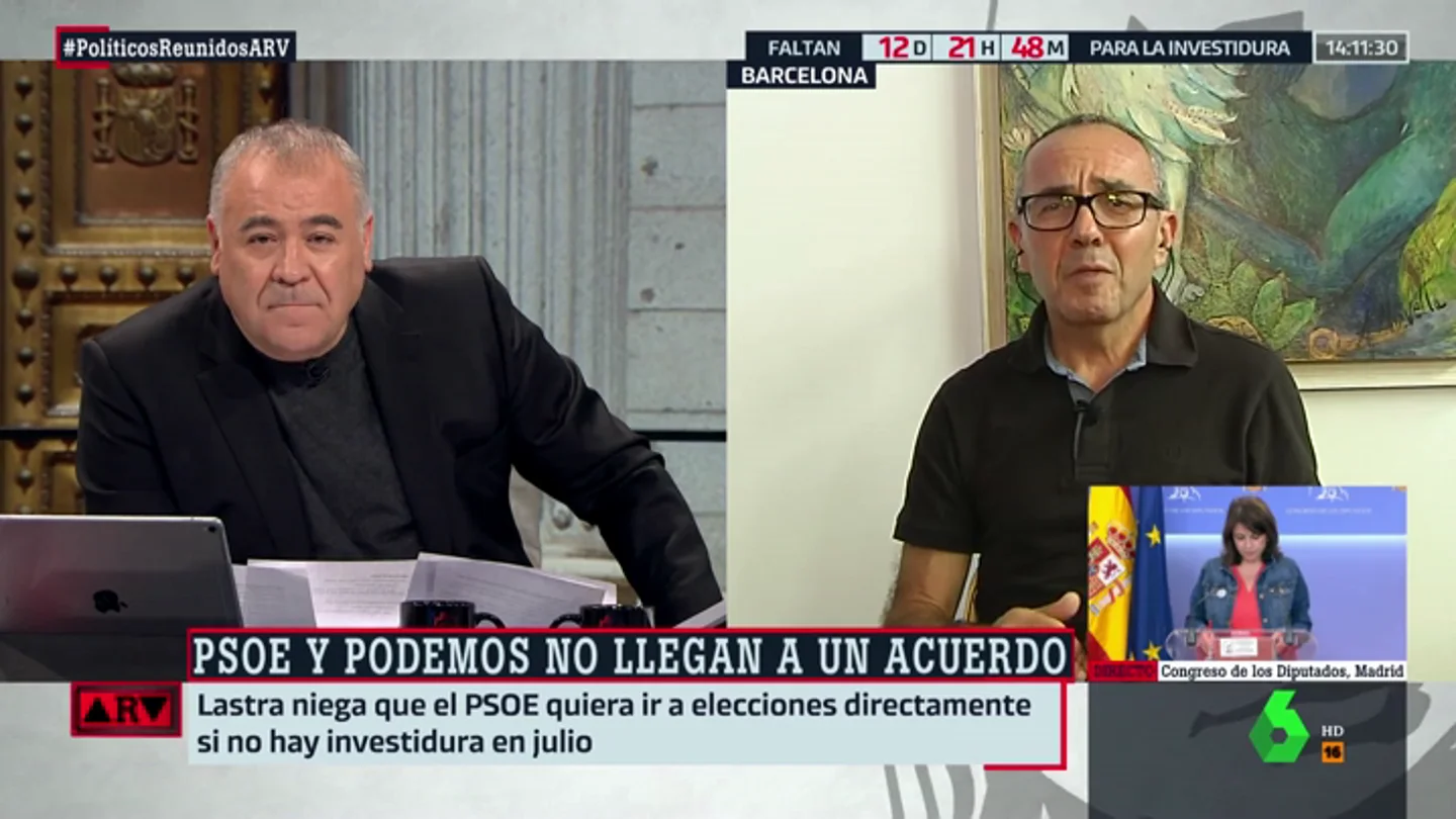 Joan Coscubiela, sobre las negociaciones entre Sánchez e Iglesias: "Cuando un acuerdo termina con alguien derrotado, termina mal" Joan Coscubiela, sobre las negociaciones entre Sánchez e Iglesias: "Cuando un acuerdo termina con alguien derrotado, termina mal"