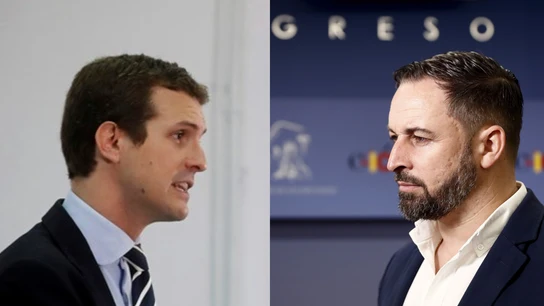 El líder del PP, Pablo Casado, y el de Vox, Santiago Abascal El líder del PP, Pablo Casado, y el de Vox, Santiago Abascal
