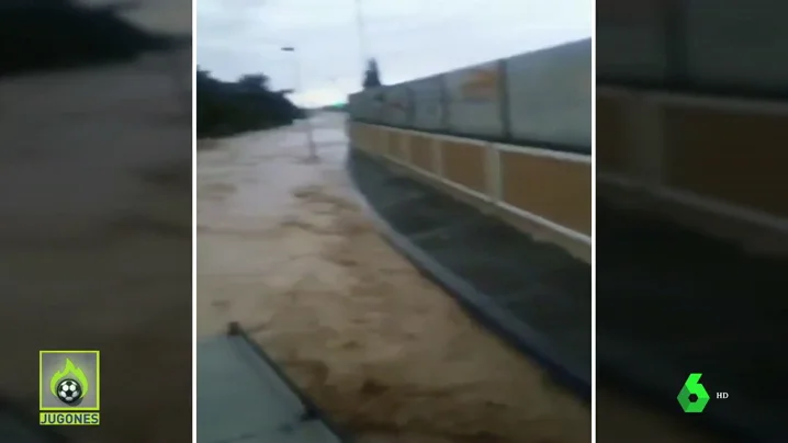 El estadio del Peña Sport de Tafalla, destrozado por las lluvias torrenciales