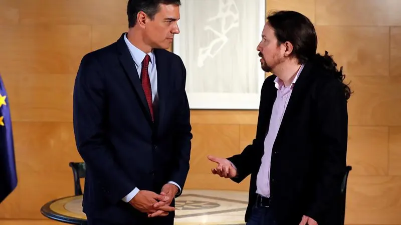 Pedro Sánchez y Pablo Iglesias durante su reunión