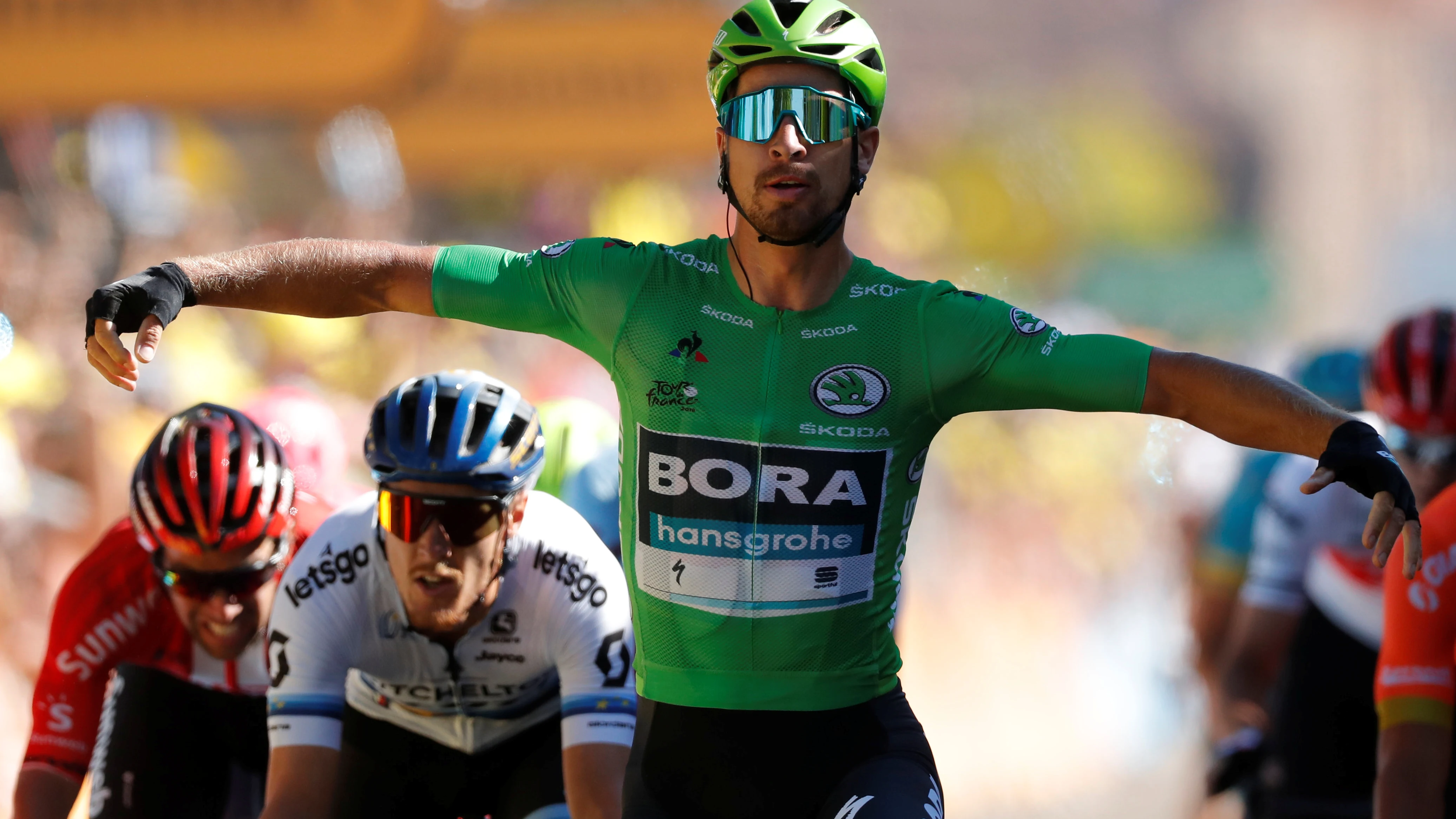 Sagan celebra su triunfo en la quinta etapa del Tour de Francia Sagan celebra su triunfo en la quinta etapa del Tour de Francia