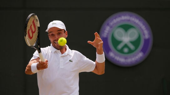 Bautista, durante el partido contra Guido Pella