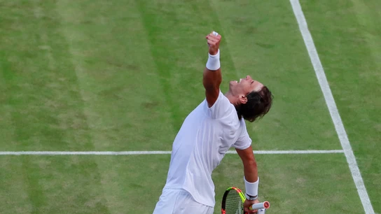 Nadal celebra su victoria contra Querrey Nadal celebra su victoria contra Querrey