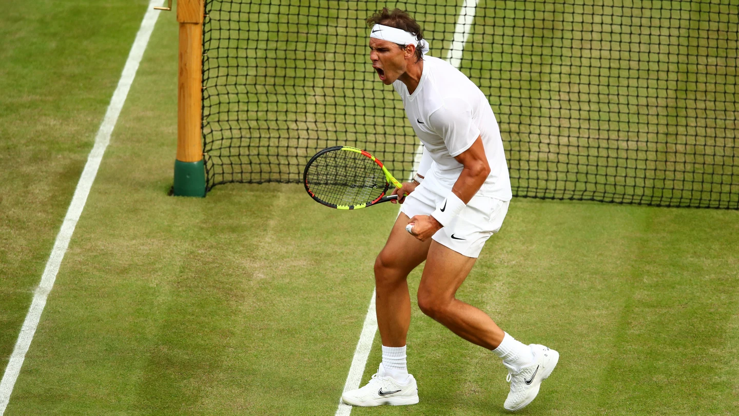 Rafa Nadal, celebrando un punto en Wimbledon Rafa Nadal, celebrando un punto en Wimbledon