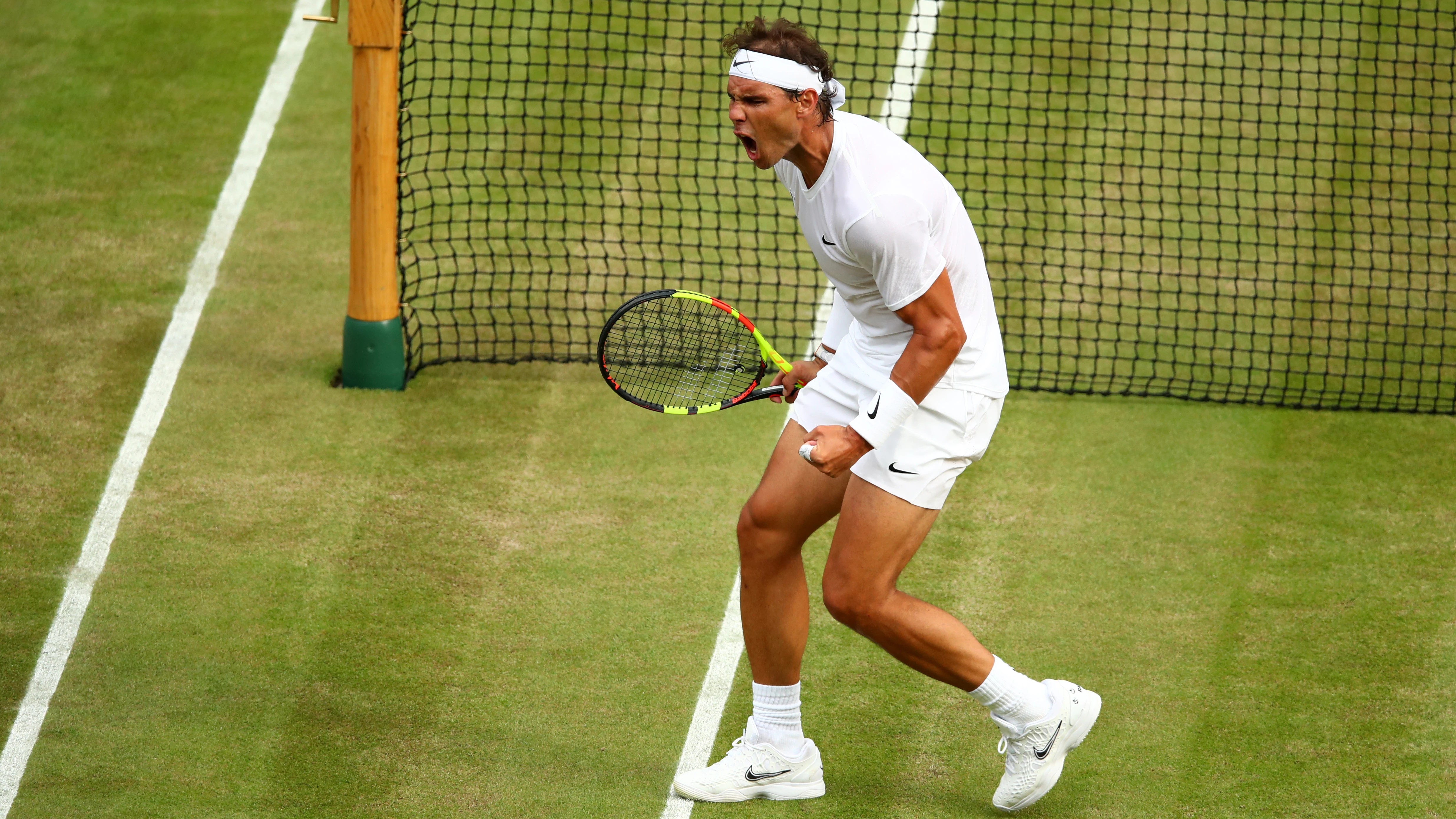 Rafa Nadal, celebrando un punto en Wimbledon Rafa Nadal, celebrando un punto en Wimbledon