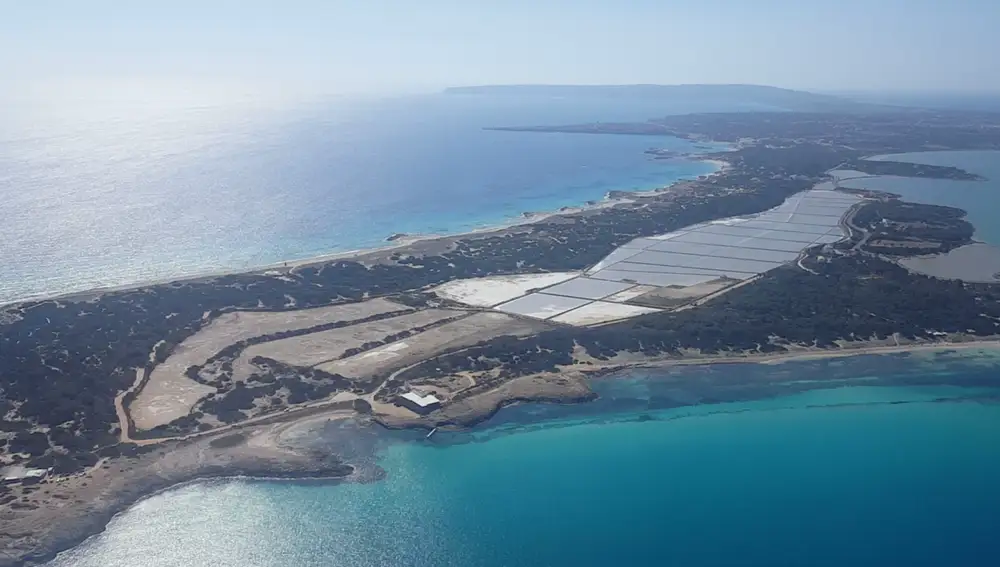 Vista aérea de las salinas de Formentera