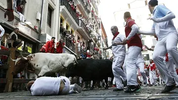 Quinto encierro de San Fermín protagonizado por los toros de Victoriano del Río