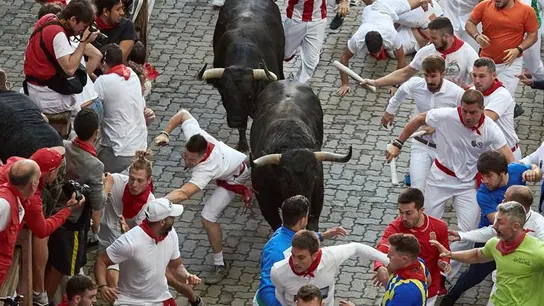 Quinto encierro de San Fermín protagonizado por los toros de Victoriano del Río Quinto encierro de San Fermín protagonizado por los toros de Victoriano del Río