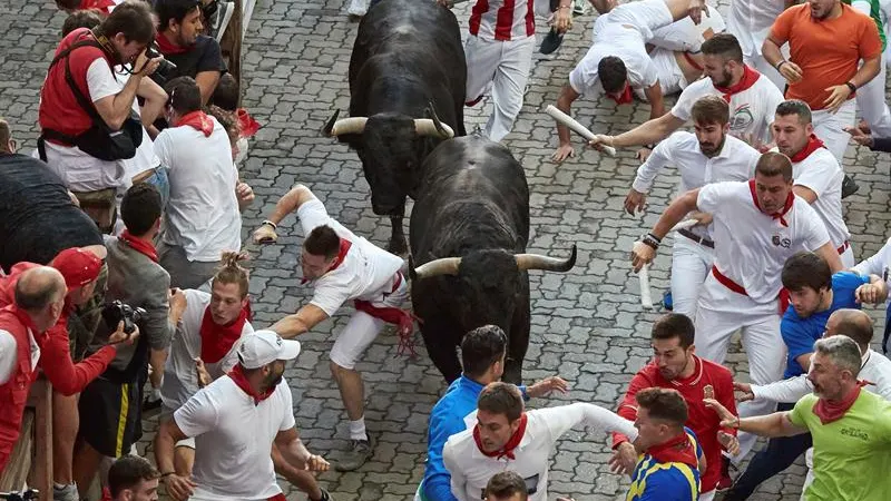 Quinto encierro de San Fermín protagonizado por los toros de Victoriano del Río