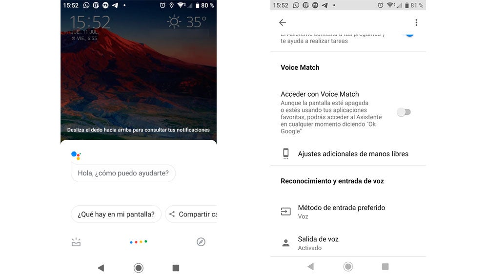 Activando con el botón y desactivando el comando por voz
