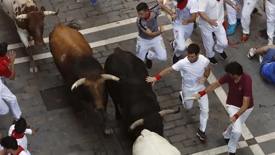 Quinto encierro de San Fermín protagonizado por los toros de Victoriano del Río Quinto encierro de San Fermín protagonizado por los toros de Victoriano del Río