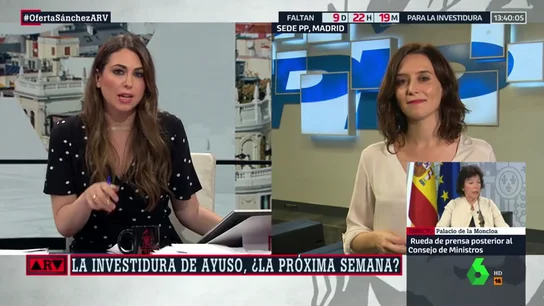 Isabel Díaz Ayuso: "Todo pinta a que en los próximos días tendremos pleno de investidura en la Comunidad de Madrid" Isabel Díaz Ayuso: "Todo pinta a que en los próximos días tendremos pleno de investidura en la Comunidad de Madrid"