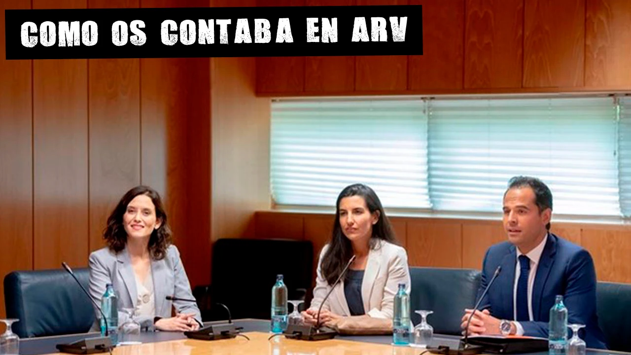 Isabel Díaz Ayuso (PP), Rocío Monasterio (Vox) e Ignacio Aguado (Cs)