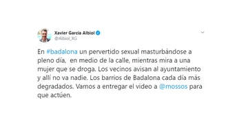 Tuit de Albiol denunciando la "degradación" en Badalona