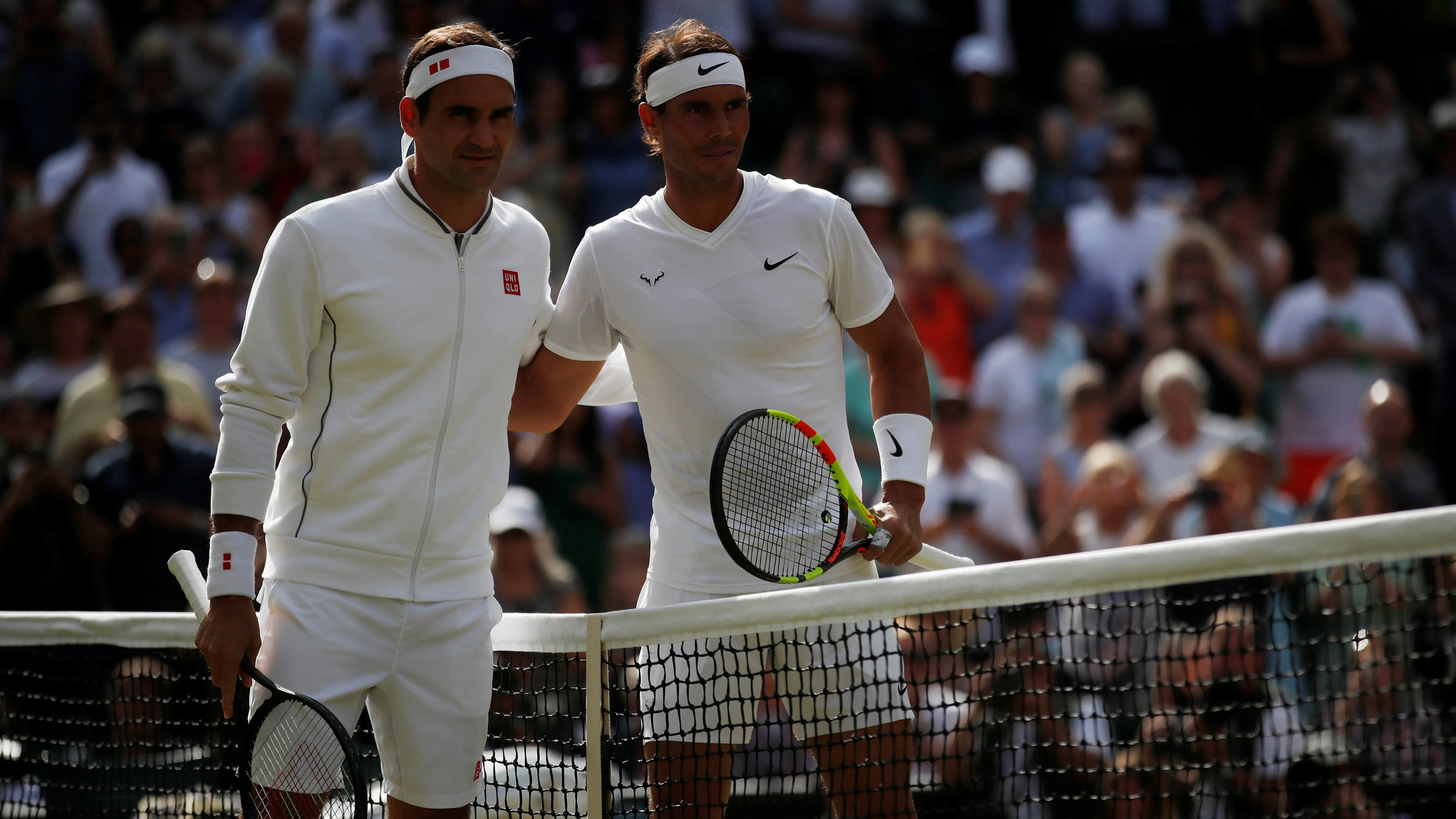 Federer y Nadal, antes de su duelo en semifinales de Wimbledon