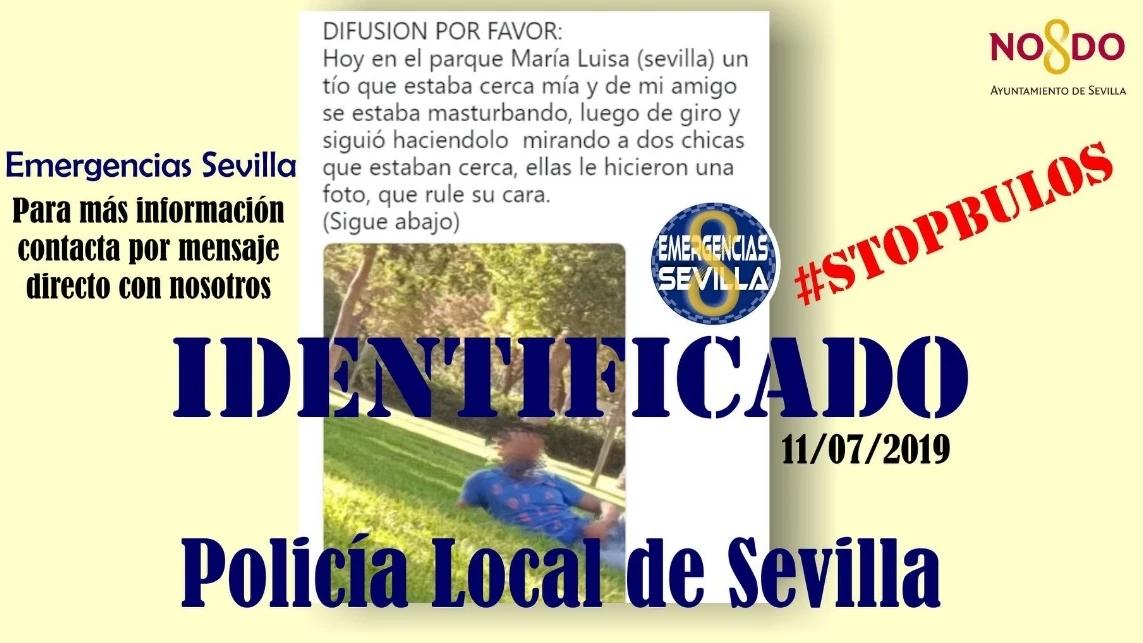 Publicación de Emergencias Sevilla del vídeo de un hombre masturbándose.