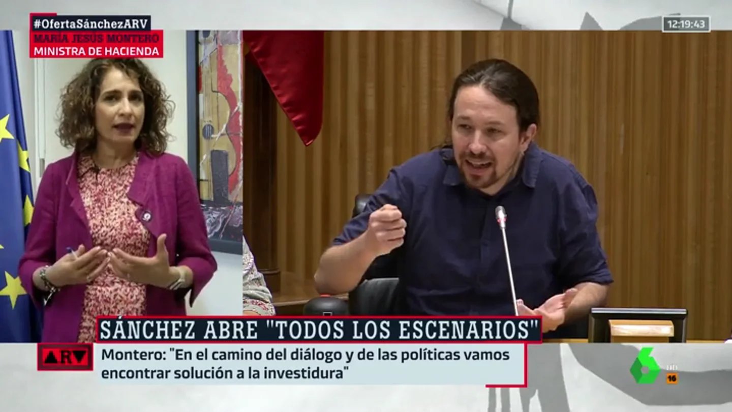 María Jesús Montero, sobre el posible veto de Sánchez a Iglesias en el Gobierno: "No se trata de vetos ni de imposiciones" María Jesús Montero, sobre el posible veto de Sánchez a Iglesias en el Gobierno: "No se trata de vetos ni de imposiciones"