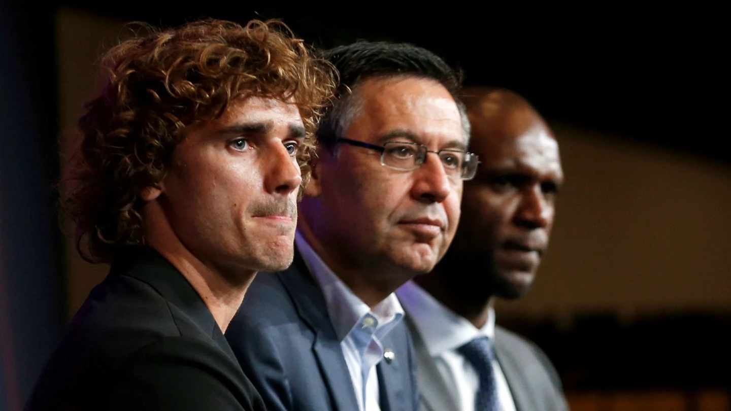Bartomeu, con Griezmann y Abidal Bartomeu, con Griezmann y Abidal