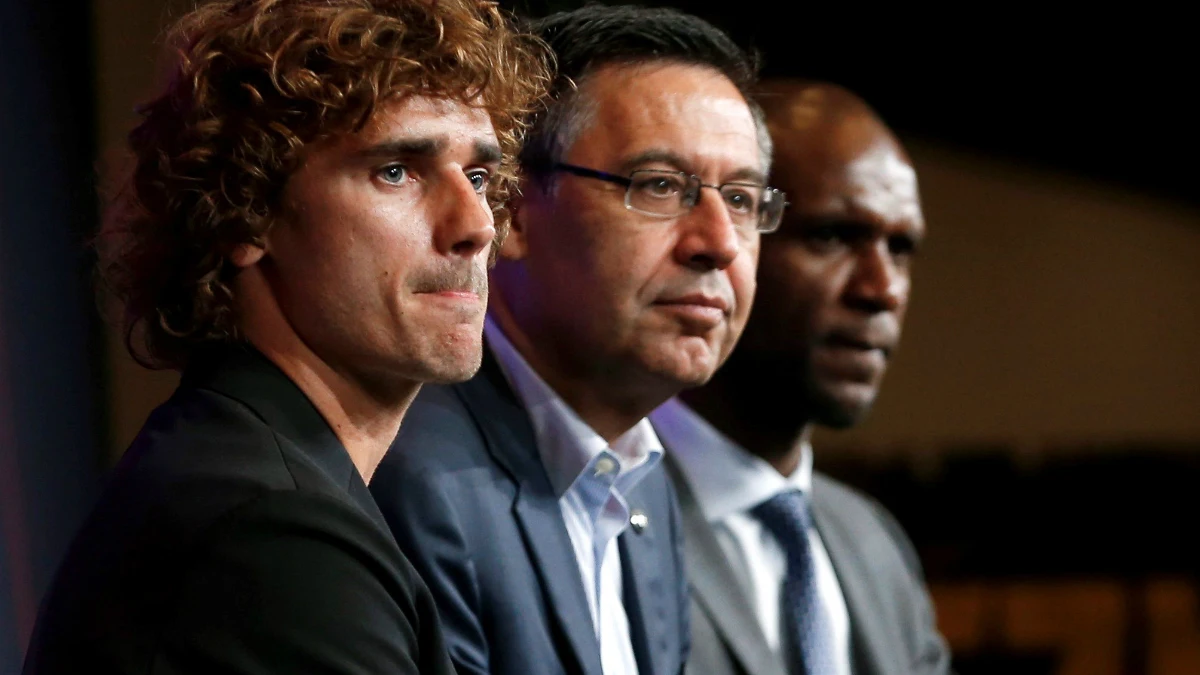 Bartomeu, con Griezmann y Abidal