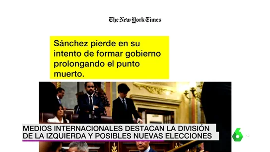 La prensa internacional destaca la división de la izquierda española y la posibilidad de nuevas elecciones La prensa internacional destaca la división de la izquierda española y la posibilidad de nuevas elecciones
