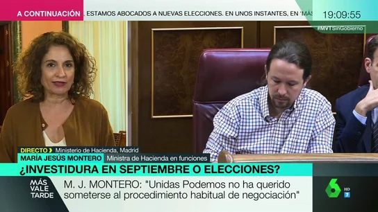 María Jesús Montero: "No tiene sentido presentarse a una nueva investidura si PP y Ciudadanos no permiten su abstención" María Jesús Montero: "No tiene sentido presentarse a una nueva investidura si PP y Ciudadanos no permiten su abstención"