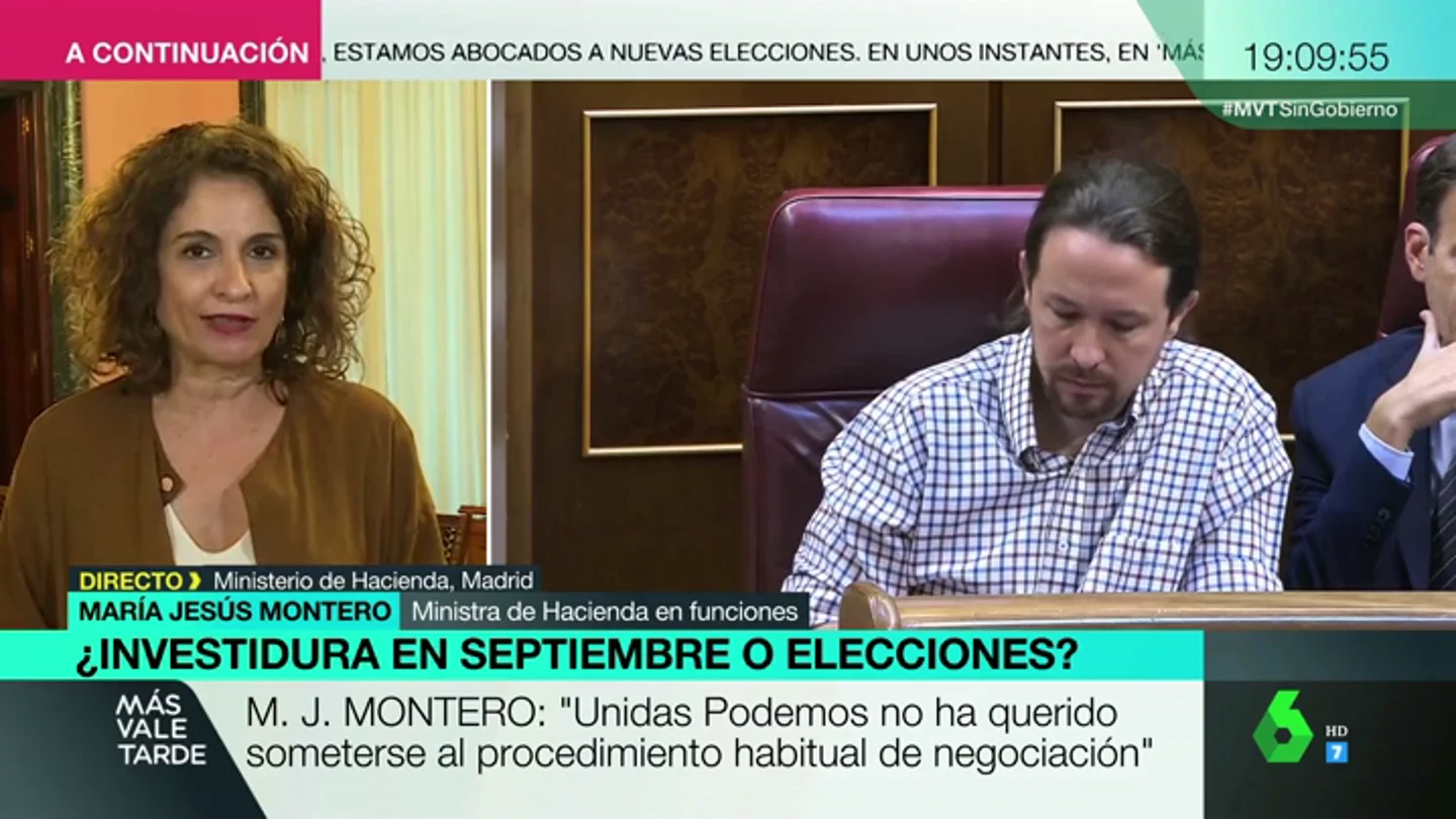 María Jesús Montero: "No tiene sentido presentarse a una nueva investidura si PP y Ciudadanos no permiten su abstención" María Jesús Montero: "No tiene sentido presentarse a una nueva investidura si PP y Ciudadanos no permiten su abstención"