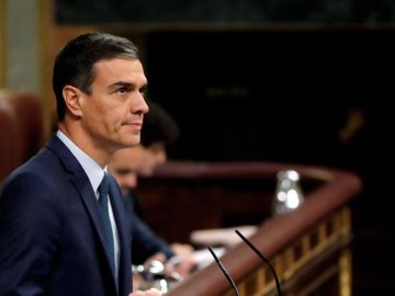 El candidato socialista, Pedro Sánchez, en el estrado del Congreso El candidato socialista, Pedro Sánchez, en el estrado del Congreso
