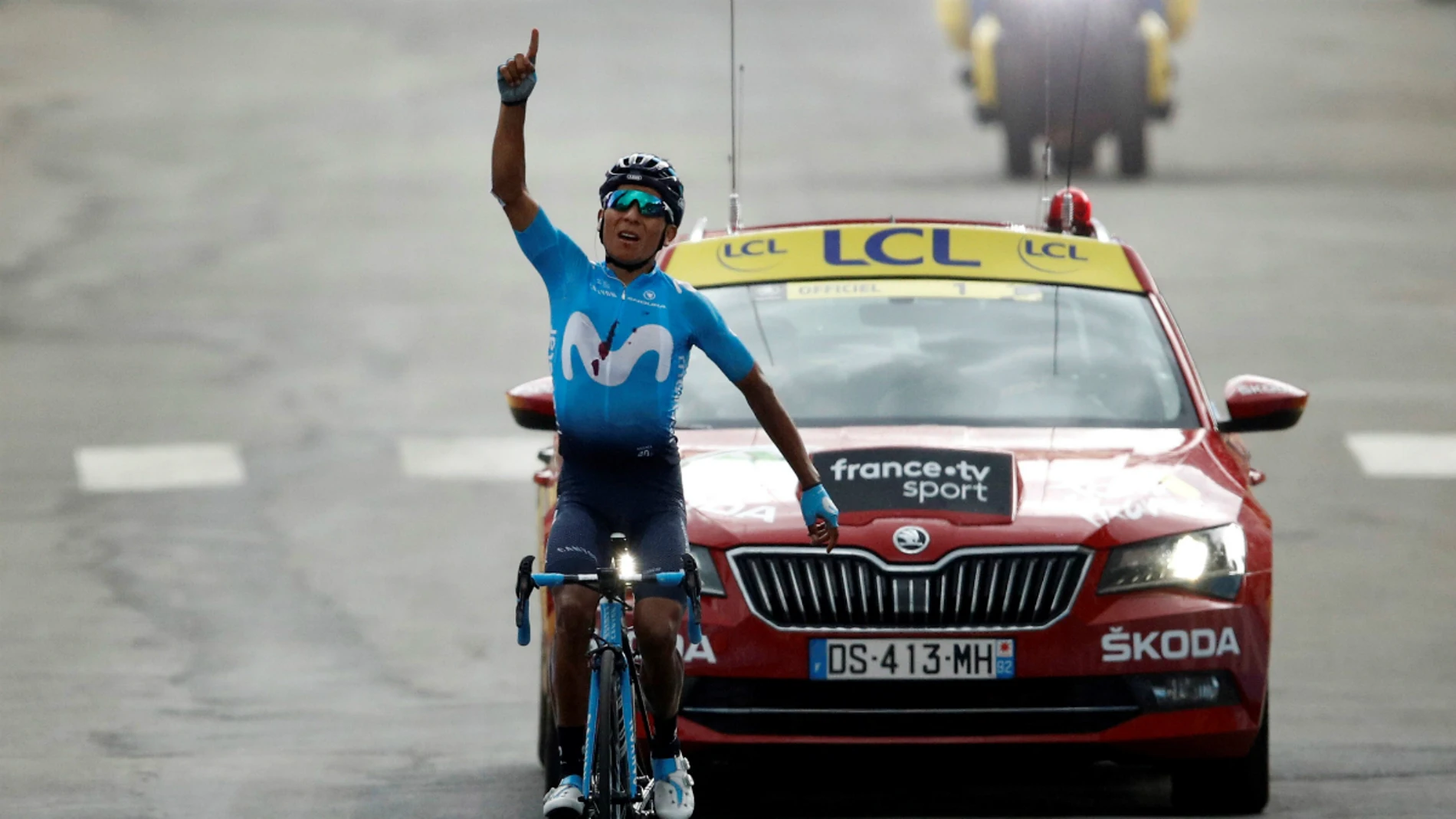 Nairo Quintana celebra una victoria de etapa