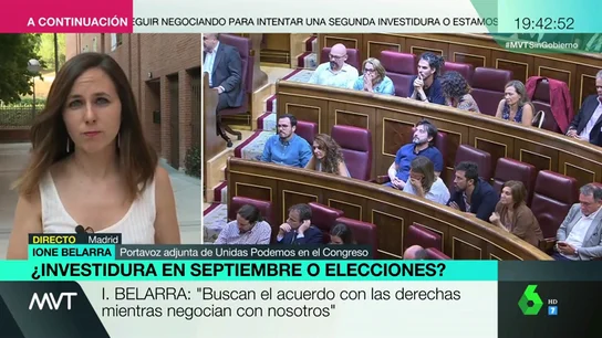 Ione Belarra (Unidas Podemos): "El PSOE nos ofrecía títulos bonitos que no suponen ni el 5% del presupuesto" Ione Belarra (Unidas Podemos): "El PSOE nos ofrecía títulos bonitos que no suponen ni el 5% del presupuesto"