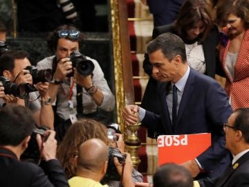 Pedro Sánchez en el Congreso tras fracasar en la votación de investidura Pedro Sánchez en el Congreso tras fracasar en la votación de investidura